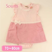 【セール60%OFF】Souris（スーリー）【636】 水玉プリントロンパース ピンク 80cm       【おまかせ配送で送料お得】_3