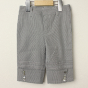 【セール80%OFF】Le Cou Cou（ル・クク） ボタン８分丈パンツ ラメグレーストライプ S(96cm-110cm)     【おまかせ配送で送料お得】