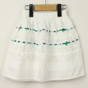 【セール80%OFF】Le Cou Cou（ル・クク） フリル付きスカート 白×緑 XS(80cm-96cm) S(96cm-110cm)