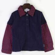 【セール50%OFF】ROOM SEVEN（ルームセブン） 襟付きドット柄切替長袖Tシャツ　Tante T-shirt 92cm 104cm 116cm   ｜ルームセブン roomseven 子供服 秋冬トップス 長袖 ブラウス