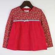 【セール50%OFF】ROOM SEVEN（ルームセブン） 花柄切替長袖Tシャツ　Toosje T-shirt Red 92cm 104cm 116cm     ｜ルームセブン roomseven 子供服 秋冬トップス 長袖 シャツ
