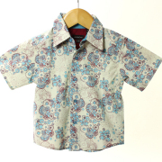 【セール80%OFF】wonderboy半袖シャツ　カモフラージュ ベージュＸブルー 6-12m【おまかせ配送で送料お得】