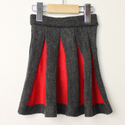 【セール70%OFF】LaLa Dress (ララドレス) パラソルニットスカート　グレー×レッド 100cm  ｜ララドレス laladress 子供服 秋冬ボトムス スカート