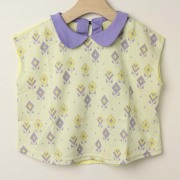【セール80%OFF】LaLa Dress (ララドレス) 丸襟ジャガードカットソー イエロー 110cm