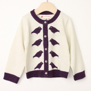 【セール60%OFF】（秋冬）American Outfitters  CARDIGAN カーディガン　ことり 白Ｘパープル 2才【送料無料】