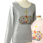 【セール80%OFF】ninita（ニニータ） 王冠プリント　ロングTシャツ 杢グレー 大人用M 【おまかせ配送で送料お得】