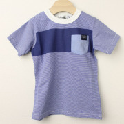 【セール70%OFF】TAPPET（タペット） 胸ポケットボーダーTシャツ ブルー 110cm    【おまかせ配送で送料お得】