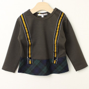 【セール80%OFF】mimi poupons.(ミミプポン） サスペンダーTシャツ チャコール（CC） 2才 4才    【おまかせ配送で送料お得】