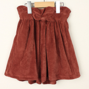 【セール80%OFF】mimi poupons.(ミミプポン） ストライプベロアキュロット レッド M（100-110ｃｍ）