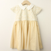 【セール70%OFF】Bizzu(ビズー） フラワーレース＆ラメドットの衿付きドレス アイボリー 110cm