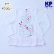 【セール50%OFF】KP(ニットプランナー）  ミミちゃん刺繍長袖 Tシャツ オフ 100cm     【おまかせ配送で送料お得】