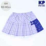 【セール50%OFF】KP(ニットプランナー）  チェック×ドット柄プリーツスカパン パープル 100cm 110cm 120cm 130cm