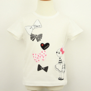 【セール50%OFF】KP(ニットプランナー）  リボンミミちゃんＴシャツ オフシロ 100cm 【おまかせ配送で送料お得】