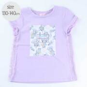 【セール50%OFF】mezzo piano (メゾピアノ) テディベアプリントフリルTシャツ ラベンダー 130cm