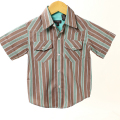 ☆SummerSale 2025☆【セール80%OFF】wonderboy半袖シャツ(FirewoodStrp WEST) 茶Ｘグリーン 4T【おまかせ配送で送料お得】