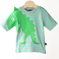 UBANG（アヴァン） UBANG　半袖Tシャツ　T-REX TEE OCEAN/DUST（ブルー×グレーボーダー）　24M 24M       ｜アヴァン ubang 子供服  春夏トップス　半袖Tシャツ