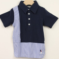 【在庫処分セール70%OFF】（春夏）TAPPET（タペット） ストライプ切替鹿の子ポロ ネイビー 100cm     【おまかせ配送で送料お得】