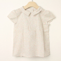 ☆SummerSale 2025☆【セール90%OFF】Je suis en CP!（ジュスイオンセーペー） 木の実柄襟付き半袖ブラウス　CLAUDINE BLOUSE 白　mini flowers 6才