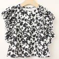 【セール70%OFF】（春夏）How to Kiss a Frog（ハウトゥーキスアフロッグ） LUA Blouse Black Butterfly　肩フリルブラウス Black 5才 6才   