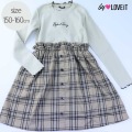 ☆SummerSale 2025☆【セール50%OFF】by LOVEiT（バイラビット） テレコ＆チェック柄スカートレイヤード風ワンピース ベージュ 150cm 160cm