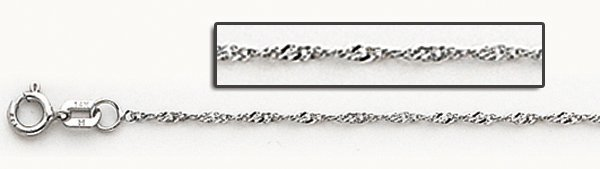 14金ホワイトゴールドシンガポールチェーン0.8mm幅　45cm