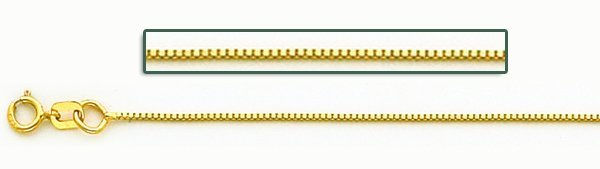 14金イエローゴールドボックスチェーン　0.8ｍｍ　４５ｃｍ