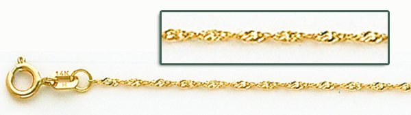 14金イエローゴールドシンガポールチェーン　0.8mm幅　４０ｃｍ