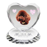 写真入りペット位牌 クリスタル ハート形 ＜台座付き・ラインストーン無し＞