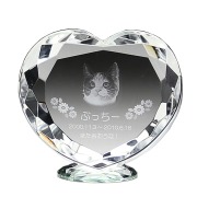 写真入りペット位牌 クリスタル ハート形＜小サイズ・ラインストーン無し＞