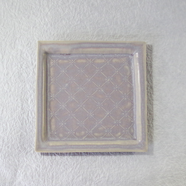 豊田雅代　イッチン　角皿　藤色　真上