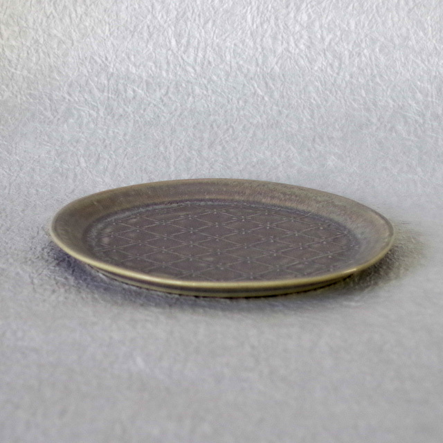 豊田雅代　イッチン　丸皿　藤色