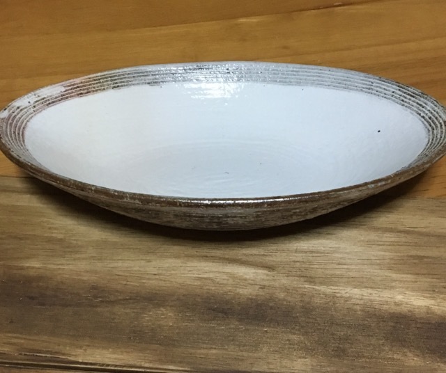 古谷浩一　渕荒横彫　楕円皿　中