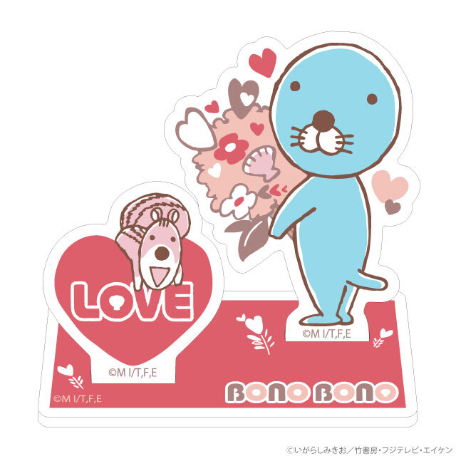 ぼのグッズのこと：ぼのぼのハート柄 アクリルスタンド