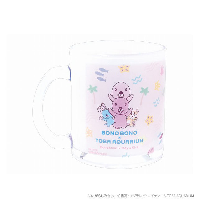 ぼのグッズのこと：ぼのぼの×鳥羽水族館コラボ ガラスマグﾞ(ともだち)