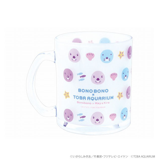 ぼのグッズのこと：ぼのぼの×鳥羽水族館コラボ ガラスマグ（パターン）