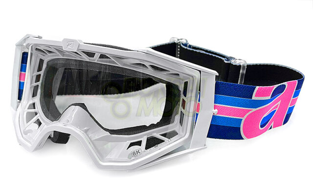 8Kゴーグル シングルクリアレンズ 眼鏡対応 White/Blue/Pink ariete