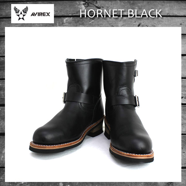 正規取扱 AVIREX U.S.A.(アビレックス) 　AV2225  HORNET(ホーネット) ショートエンジニアブーツ BLACK ブラック