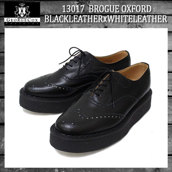 正規取扱店 George Cox(ジョージコックス) 13017VI BROGE OXFORD 666 ダブルネーム ブラックレザーxホワイトレザー