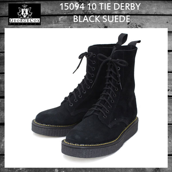 正規取扱店 George Cox(ジョージコックス) 15094 10 TIE DERBY 666 ダブルネーム ブラックスエード GCK101