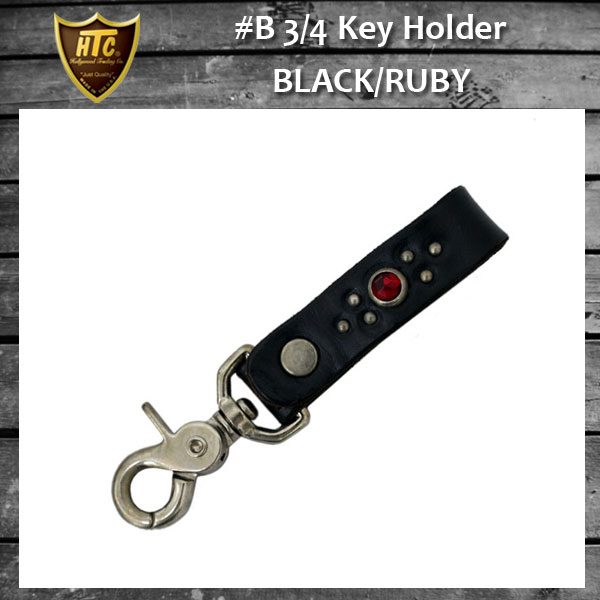 正規取扱HTC(Hollywood Trading Company) #B 3/4 Key Holder(#B 3/4キーホルダー) ブラックレザーxルビー