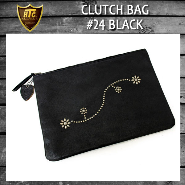 正規取扱店 HTC CLUTCH BAG(クラッチバッグ) #24 BLACK(フラワースタッズ ブラックレザー)