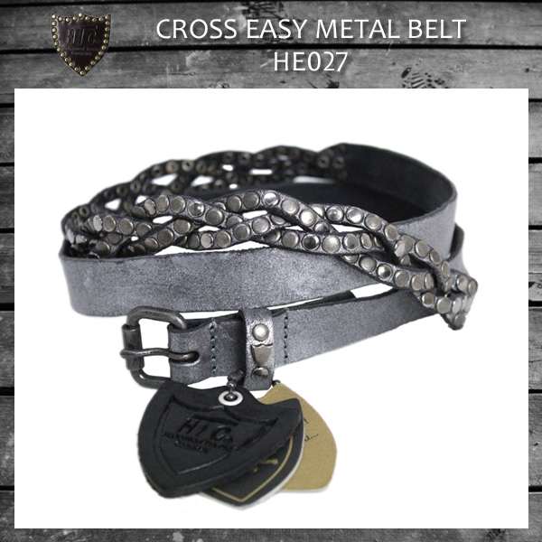 正規取扱HTC EURO(ユーロ) CROSS EASY METAL BELT(スタッズベルト) GUN METAL HE027