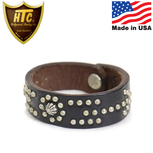 正規取扱店 HTC(Hollywood Trading Company) Bracelet #BONE&ARROW Umbrella 0.75インチ ブレスレット ブラックレザーxシルバースタッズ