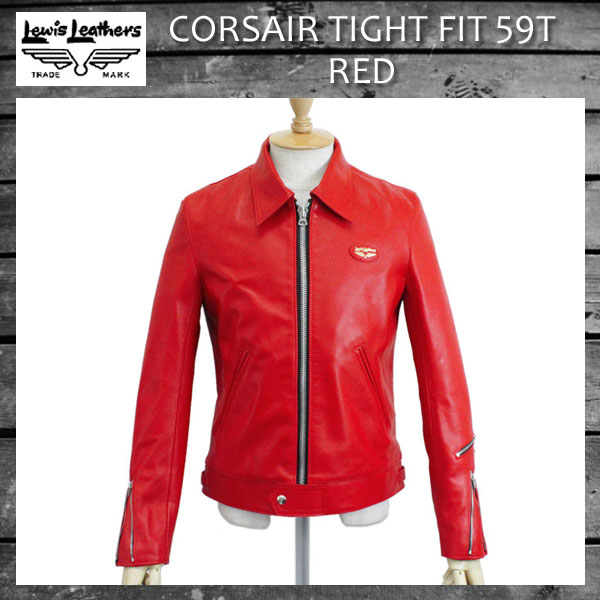 正規取扱店 Lewis Leather(ルイスレザー) No.59T CORSAIR TIGHT FIT(コルセア タイトフィット) RED レッド