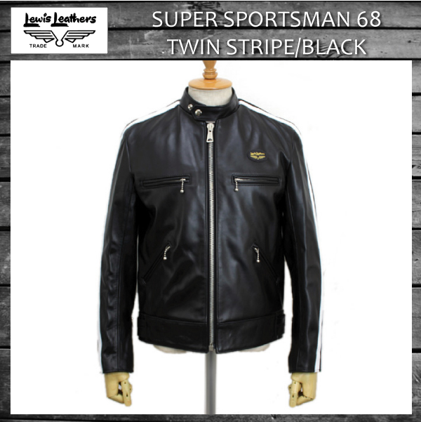 正規取扱店Lewis Leather(ルイスレザー)　No.68　SUPER SPORTS MAN(スーパースポーツマン)　ホワイトツインストライプ BLACK ブラック