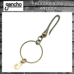 正規取扱 gancho(ガンチョ) KEY CHAIN キーチェーン016 アンティークブラス