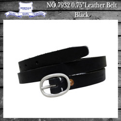 正規取扱店 HERITAGE LEATHER CO.(ヘリテージレザー) NO.7932 0.75"Leather Belt (0.75インチ レザーベルト) Black HL042