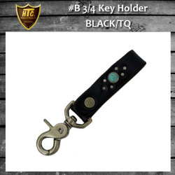 正規取扱HTC(Hollywood Trading Company) #B 3/4 Key Holder(#B 3/4キーホルダー) ブラックレザーxターコイズ
