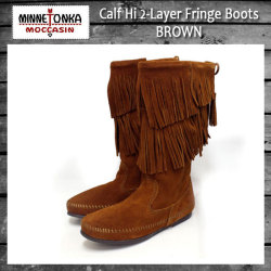 正規取扱店 MINNETONKA(ミネトンカ)Calf Hi 2-Layer Fringe (カーフハイ2レイヤーフリンジ)#1682 BROWN SUEDE レディース MT176