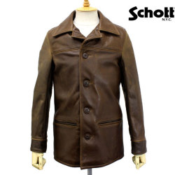 正規取扱店 SCHOTT(ショット) 533US LEATHER CAR COAT(レザーカーコート) BROWN